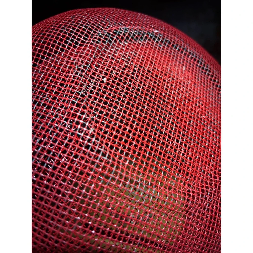 Set of 2 Red Metal Mesh Nesting Baskets Round Rustic Industrial Storage Handles